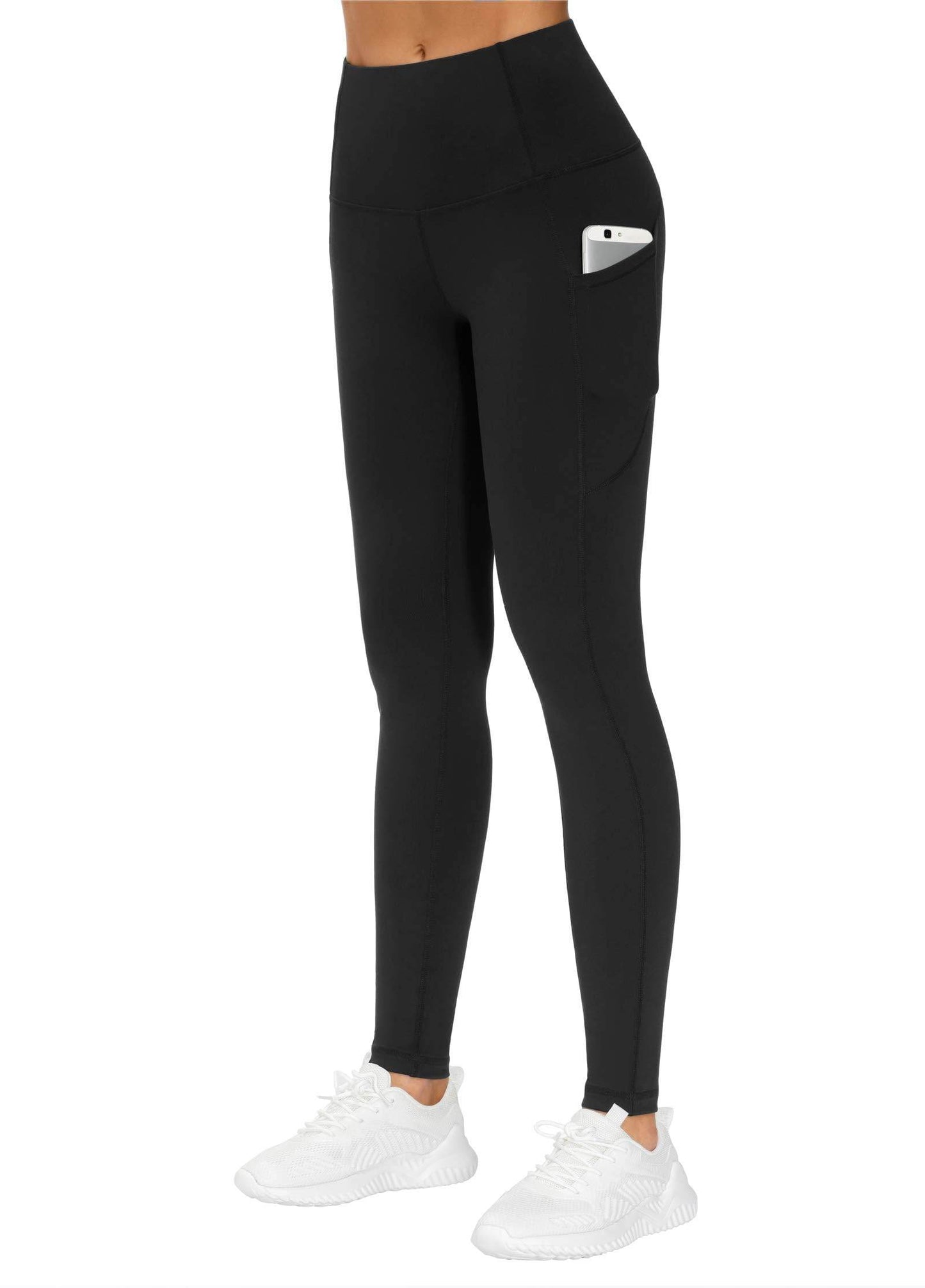 THE GYM PEOPLE Thick High Waist Yoga Pants with Pockets, Tummy Control Workout Running Yoga Leggings for Women (Large, Black) - zenfulharmony.com