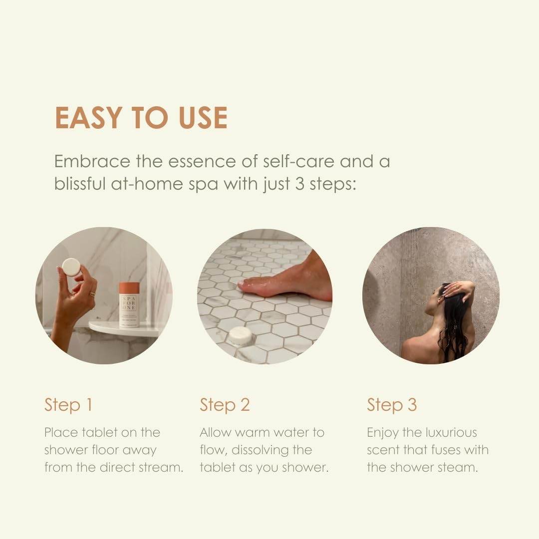 Spa For One Aromatherapy Shower Steamers - Pack of 6 with Natural Essential Oils. Relaxation and Luxury Self Care Birthday Gifts for Women and Men - zenfulharmony.com