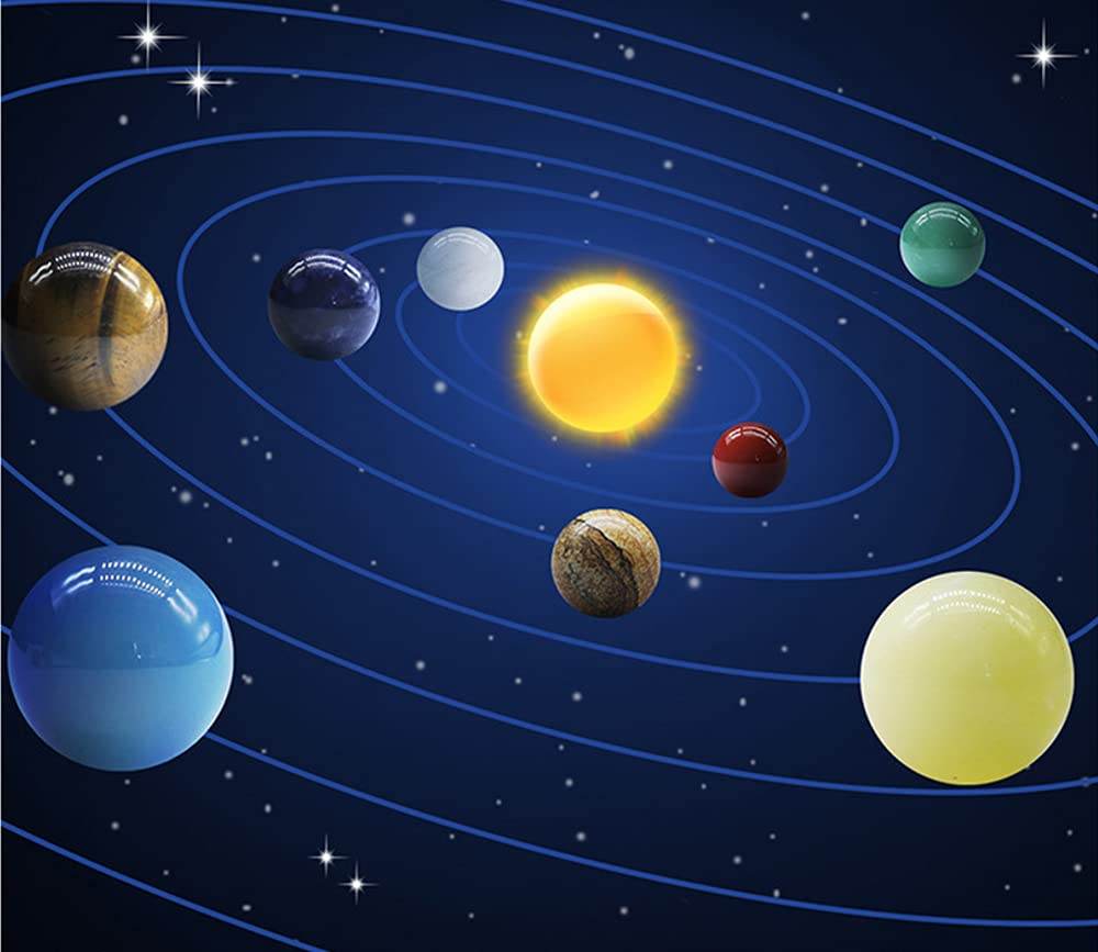 AITELEI Solar System Eight Planets Decorations Tumbled Chakra Reiki Healing Crystal Gemstones Ball Set Home Office Desk Decorations - zenfulharmony.com
