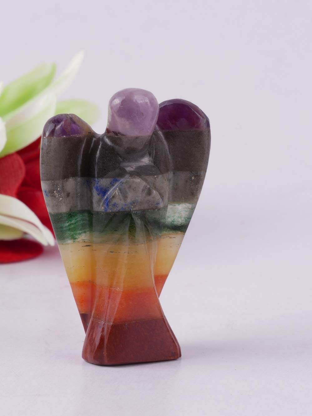 Seven Chakra - Chakra Stones - Crystal Angel Statue - Pocket Crystal - 7 Chakra Crystals - Collectible Figurine Statues - Positive Energy Gifts for Women - zenfulharmony.com