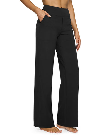 G4Free Wide Leg Pants Woman Yoga Pants with Pockets Loose Casual Palazzo Fashion Sweatpants Stretch Dress Work Clothes(Black,M,31") - zenfulharmony.com