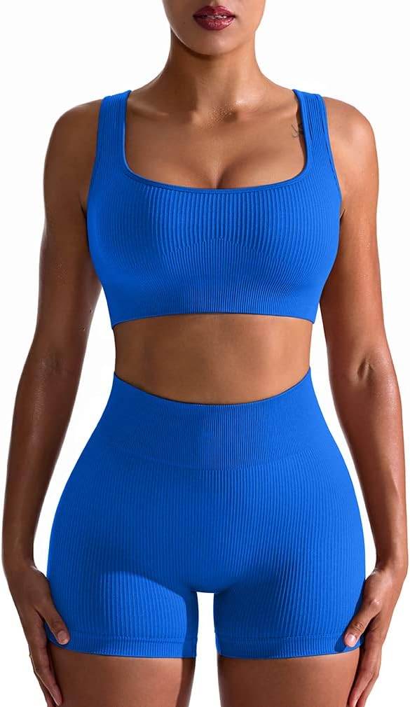OQQ Workout Outfits for Women 2 Piece Seamless Ribbed High Waist Leggings with Sports Bra Exercise Set… - zenfulharmony.com