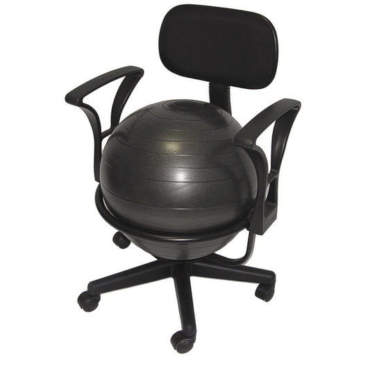 Deluxe Office Ball Chair, ergonomic chair, lockable wheels, with armrest, lower back support, phthalates-free ball, 16" arm rest to arm rest - zenfulharmony.com