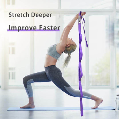 Stretching Strap Yoga Strap with Loops, Stretch Straps for Physical Therapy, Non-Elastic Exercise Strap for Pilates, Dance and Gymnastics with Workout Guide (Purple) - zenfulharmony.com
