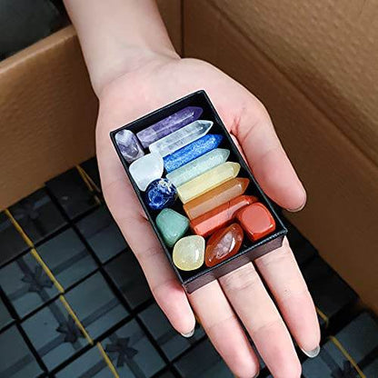 Chakra Crystal Stones Healing Kit, Healing Crystal Wands Crystals Points Reiki, 7 Chakra Set Tumbled Stones Reiki Chakra Meditation Therapy - zenfulharmony.com