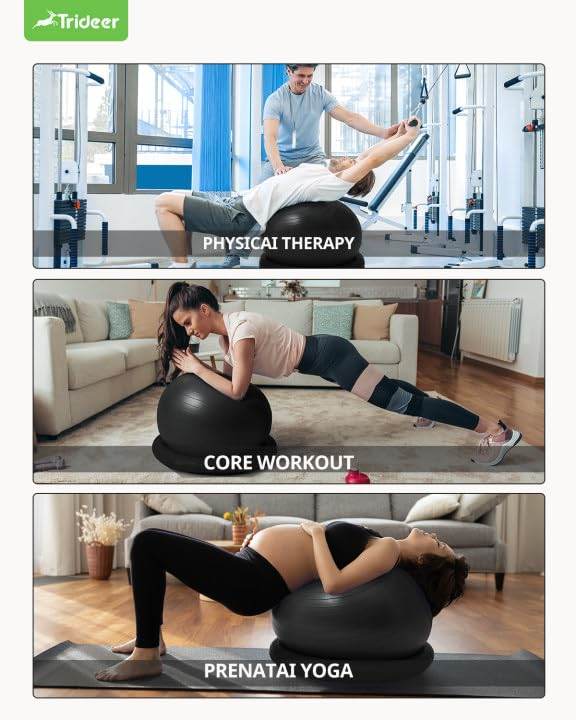 Trideer Ball Chair Yoga Ball Chair Exercise Ball Chair with Base for Home Office Desk, Stability Ball & Fitness Ball Seat to Relieve Back Pain, Home Gym Workout Ball for Abs, Pregnancy Ball with Pump - zenfulharmony.com