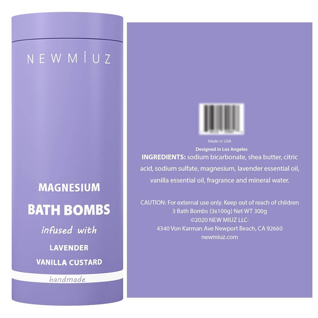 Magnesium Lavender Vanilla Fizzing Bath Bomb Luxury Bath Gift Set - Sensitive Skin Formula for A Spa Relaxation Bath - Moisturizing Shea Butter - Stress Relief Gift for Women Christmas Birthday - zenfulharmony.com