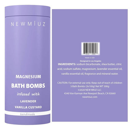 Magnesium Lavender Vanilla Fizzing Bath Bomb Luxury Bath Gift Set - Sensitive Skin Formula for A Spa Relaxation Bath - Moisturizing Shea Butter - Stress Relief Gift for Women Christmas Birthday - zenfulharmony.com