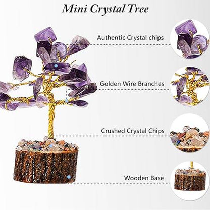 Crystal Tree Gift for Women - Set of 12 Handcrafted Tree of Life Chakra Healing Crystals & Stones for Positive Energy, Good Luck - Perfect Home and Office Decor - Birthday Gifts for Mom & Dad - zenfulharmony.com