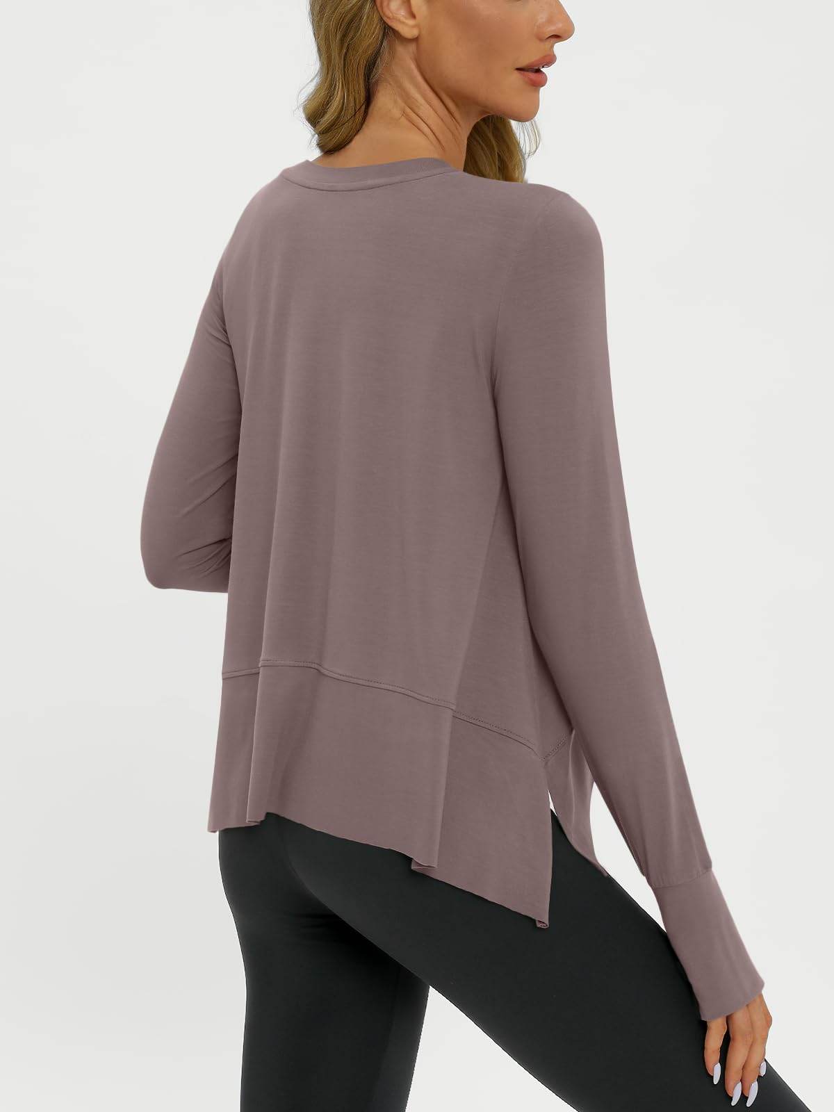 AUTOMET Workout Tops for Women Long Sleeve Athletic Crop Top Yoga Shirts 2024 Fall Trendy Gym Teen Clothes Work Out Hiking Running Cute Outfits Coffee Grey L - zenfulharmony.com