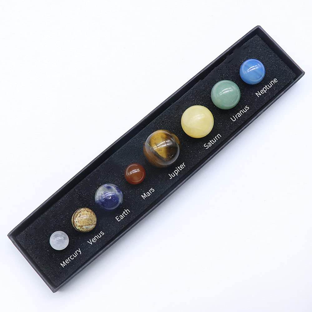 AITELEI Solar System Eight Planets Decorations Tumbled Chakra Reiki Healing Crystal Gemstones Ball Set Home Office Desk Decorations - zenfulharmony.com