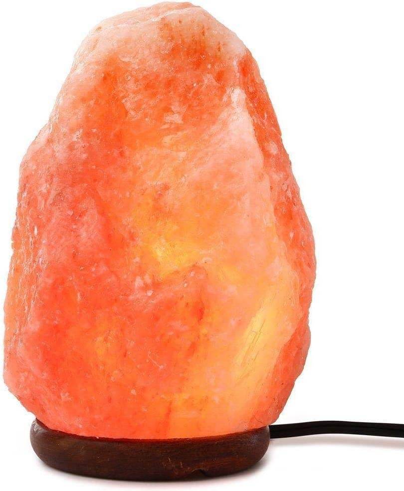 Himalayan Salt Lamp with Dimmer Switch - Natural Crystal Rock Night Light for Home Decor - Hand Carved Salt Lamp with Wooden Base - Soothing Amber Glow Night Light & Gifts - zenfulharmony.com