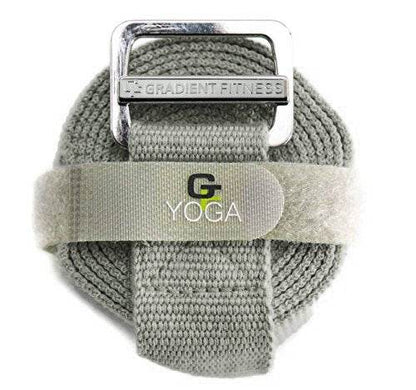 Gradient Fitness Yoga Strap, Friction-Less Easy-Feed Buckle, Yoga Straps for Stretching, Super Soft Cotton/Polyester Blend Webbing, Yoga band, Free eGuide. (8 Feet) Gray - zenfulharmony.com
