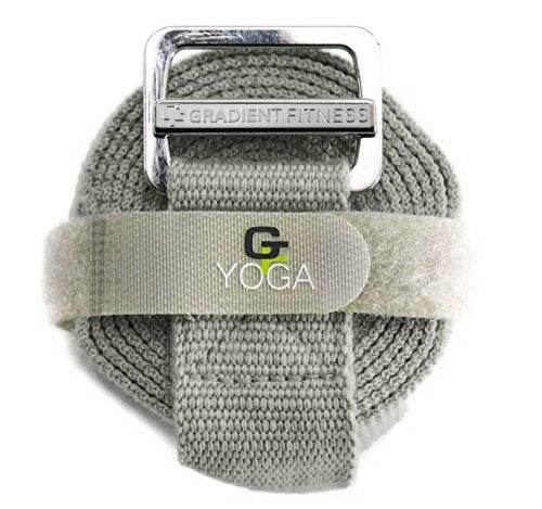 Gradient Fitness Yoga Strap, Friction-Less Easy-Feed Buckle, Yoga Straps for Stretching, Super Soft Cotton/Polyester Blend Webbing, Yoga band, Free eGuide. (8 Feet) Gray - zenfulharmony.com