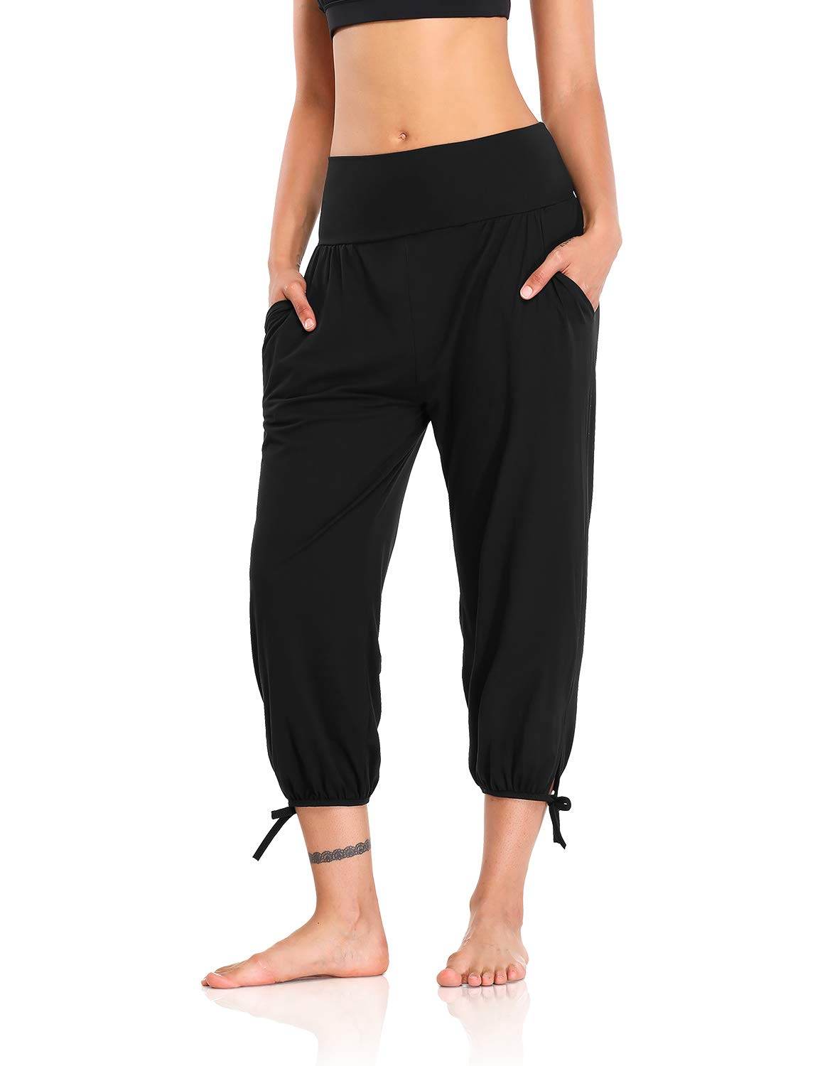 DIBAOLONG Womens Yoga Pants Capri Loose Workout Sweatpants Comfy Lounge Joggers with Pockets Black XL - zenfulharmony.com