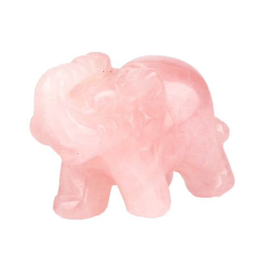 Natural Rose Quartz Elephant Statue Crafts Healing Crystal Stone Carved Figurine Chakra Reiki (Rose Quartz) - zenfulharmony.com