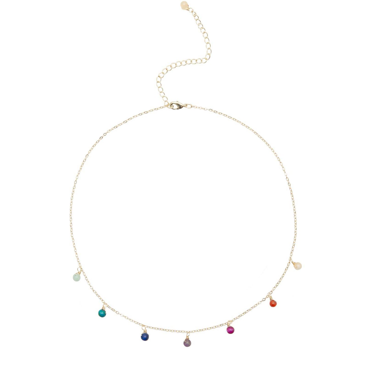 Lotus and Luna Divine Healer Dewdrop Necklace in Gold Energy Chakra Healing Stones (Multicolor Rainbow, Gold) - zenfulharmony.com