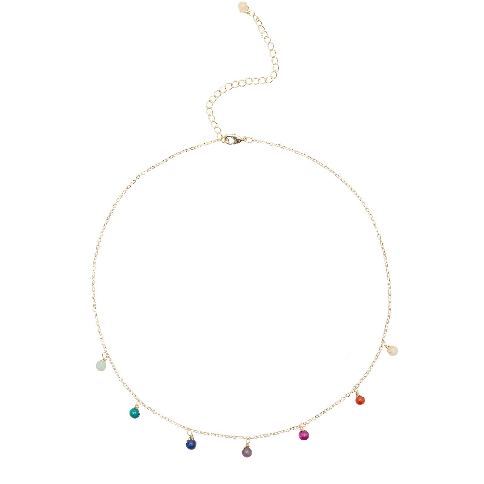 Lotus and Luna Divine Healer Dewdrop Necklace in Gold Energy Chakra Healing Stones (Multicolor Rainbow, Gold) - zenfulharmony.com