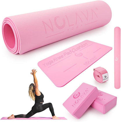 NOLAVA Yoga Mats & Complete Sets - TPE, Non-Slip, Eco-Friendly - Includes Mat, Blocks, Strap, & More (6pc or 7pc Sets) - For Pilates, Yoga & Fitness - zenfulharmony.com