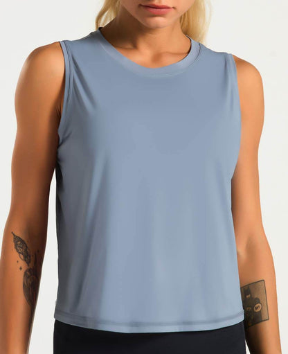 Dragon Fit Women Sleeveless Yoga Tops Workout Cool T-Shirt Running Short Tank Crop Tops (Blue, Medium) - zenfulharmony.com