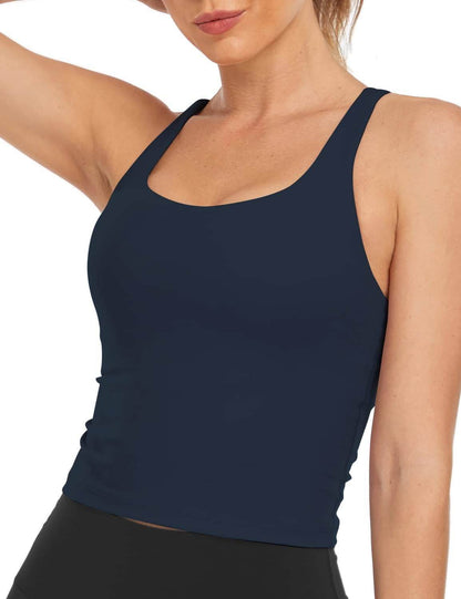 HeyNuts Longline Zeal Bras Medium Impact Wirefree Sports Bras Workout Tank Tops with Removable Pads, A-D Cups - zenfulharmony.com