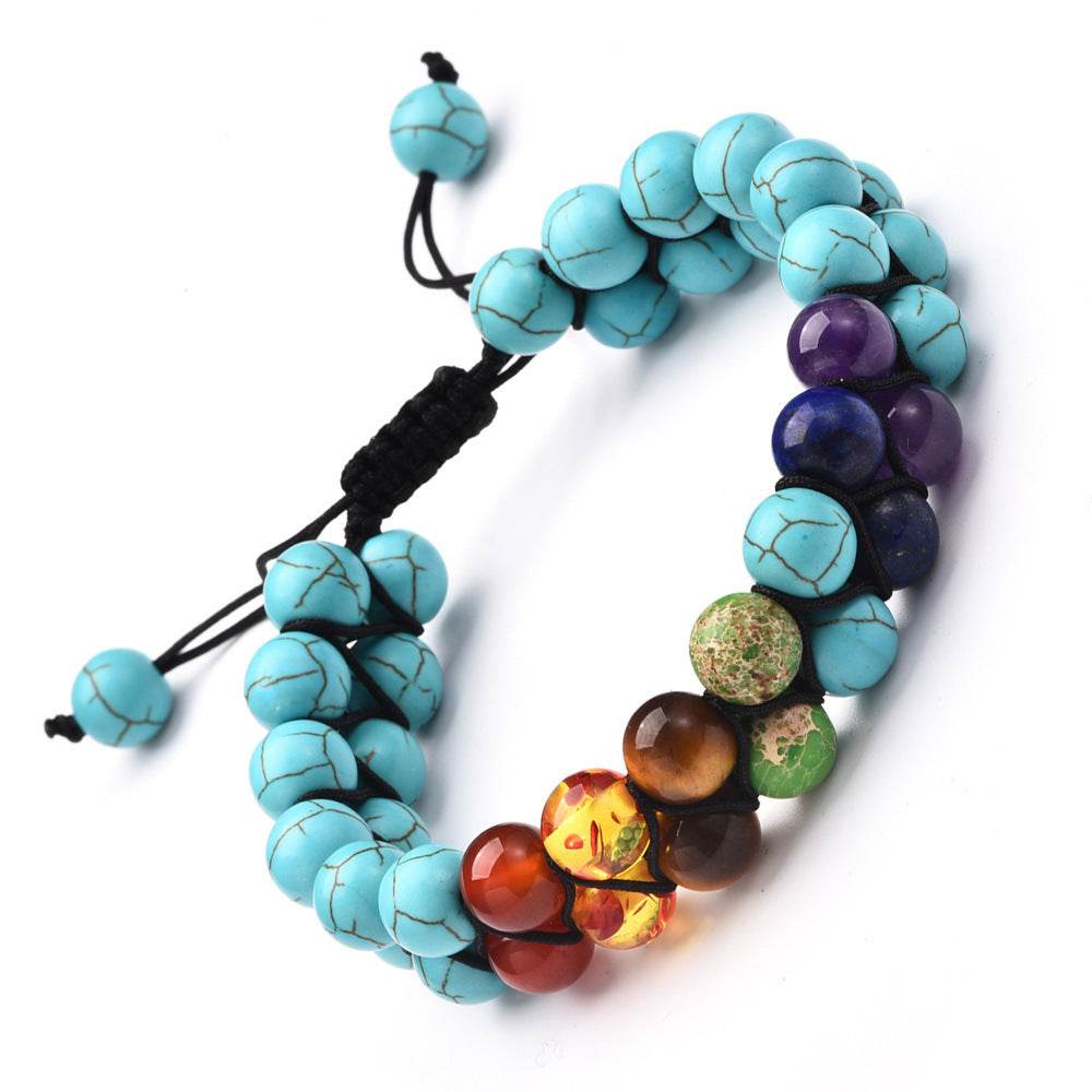 Seven chakra double layer natural stone bracelet - zenfulharmony.com
