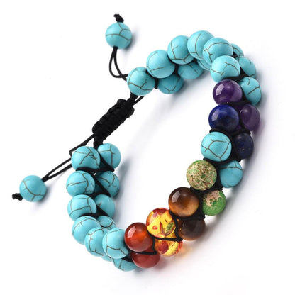 Seven chakra double layer natural stone bracelet - zenfulharmony.com
