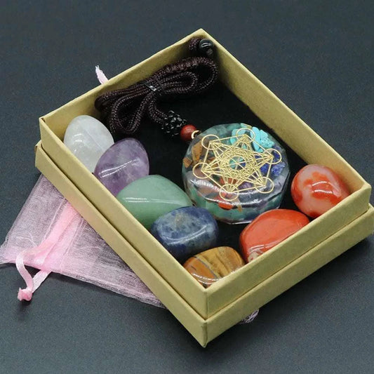 Natural Crystal Chakras Kit Amethyst Stone Healing Meditation Reiki 7