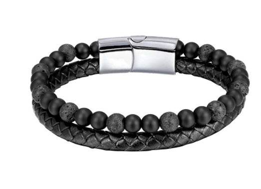 6mm Volcanic Natural Stone Tigereye Beaded Bracelet Men Cowhide String Bracelets - zenfulharmony.com