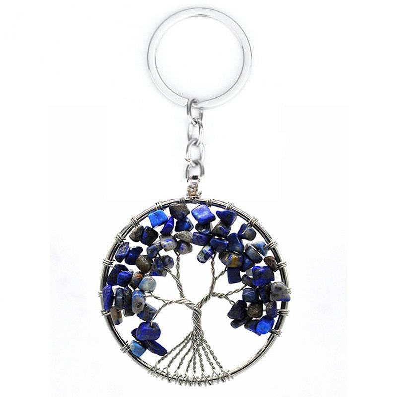7 Colors Natural Crystal Gravel Tree Of Life Keychain - zenfulharmony.com