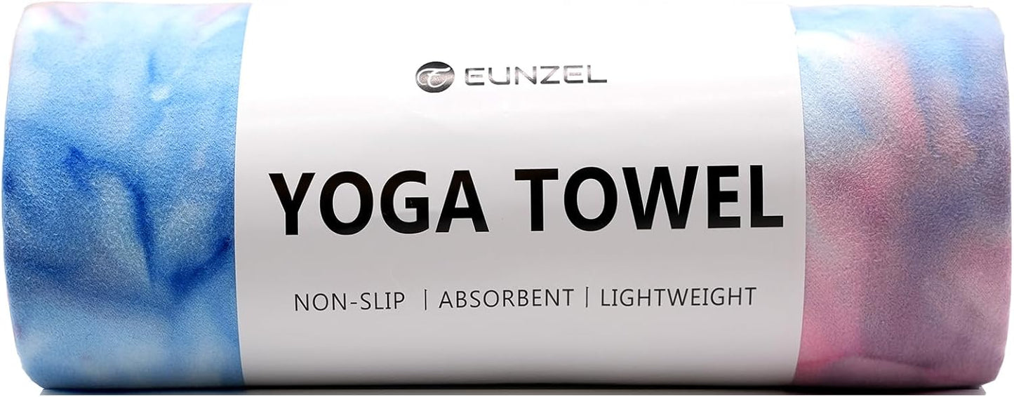 Eunzel 2 Pack Hot Yoga Towel Non Slip Yoga Mat Towel Non-Slip Sweat Absorbent Microfiber Towel for Hot Yoga, Pilates and Workout 72" x 26.5", Blue/Purple - zenfulharmony.com