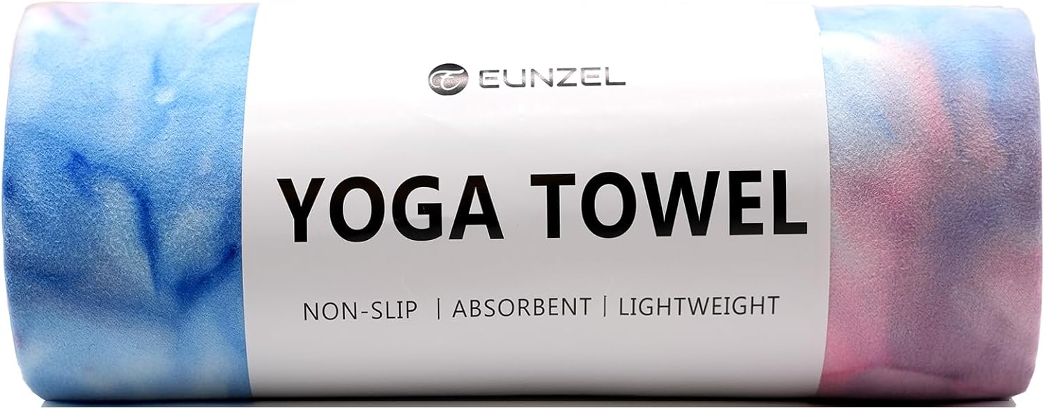 Eunzel 2 Pack Hot Yoga Towel Non Slip Yoga Mat Towel Non-Slip Sweat Absorbent Microfiber Towel for Hot Yoga, Pilates and Workout 72" x 26.5", Blue/Purple - zenfulharmony.com