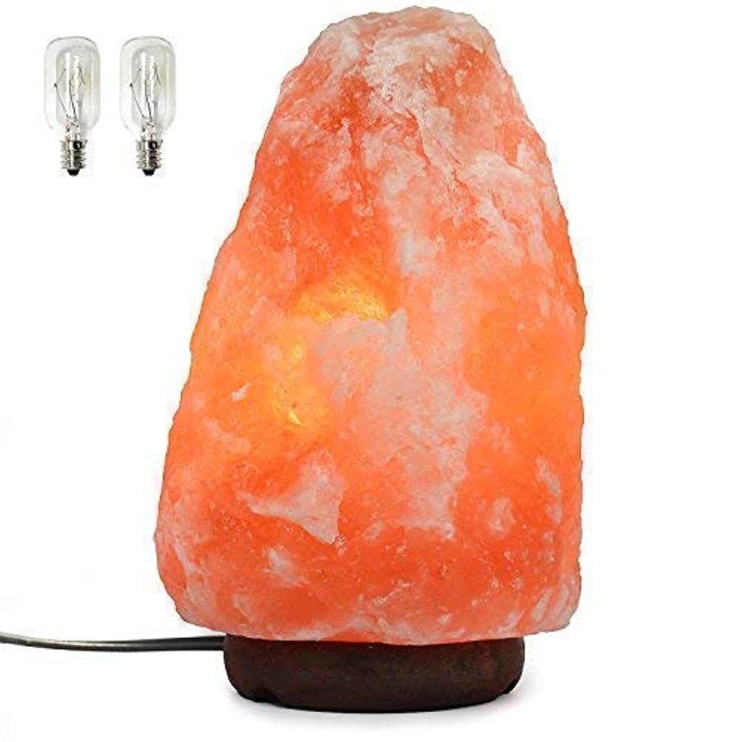 7 Inch Himalayan Salt Lamp with Dimmer Cord - Night Light Natural Crystal Rock Classic Wood Base Authentic from Pakistan - zenfulharmony.com