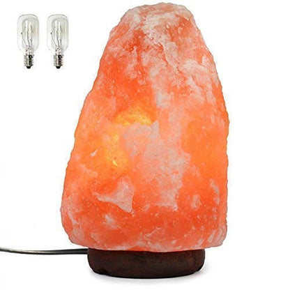 7 Inch Himalayan Salt Lamp with Dimmer Cord - Night Light Natural Crystal Rock Classic Wood Base Authentic from Pakistan - zenfulharmony.com