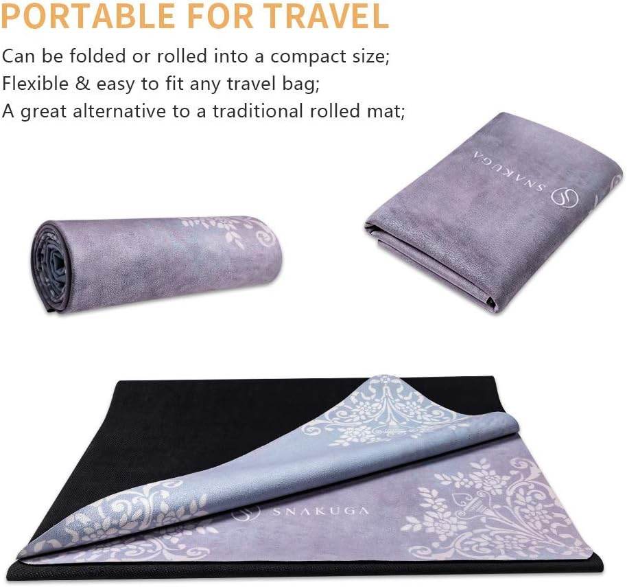 Travel Yoga Mat, Non Slip Exercise Suede Mat with Carry Bag, All-Purpose Fitness Mat with High Density Anti-Tear Surface for Women, Ideal for Pilates Workout (72'' x 26'' x 1.5mm Thick) - zenfulharmony.com