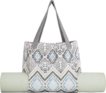 Moyaqi Canvas Tote Bag with Yoga Mat Carrier Pocket Carryall Shoulder Bag for Office, Workout, Pilates, Travel, Beach and Gym - zenfulharmony.com