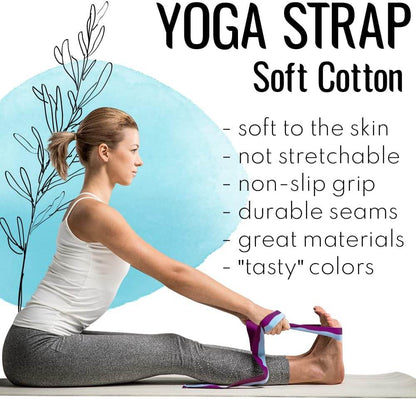 TECEUM Yoga Strap & Mat Strap – 2 IN 1 – Cotton – 6 ft 8 ft 10 ft (30+ colors) – Adjustable Non-Slip Belt for Yoga, Pilates, Stretching, Physiotherapy, Fitness & Home Workout – For Carrying Mats - zenfulharmony.com