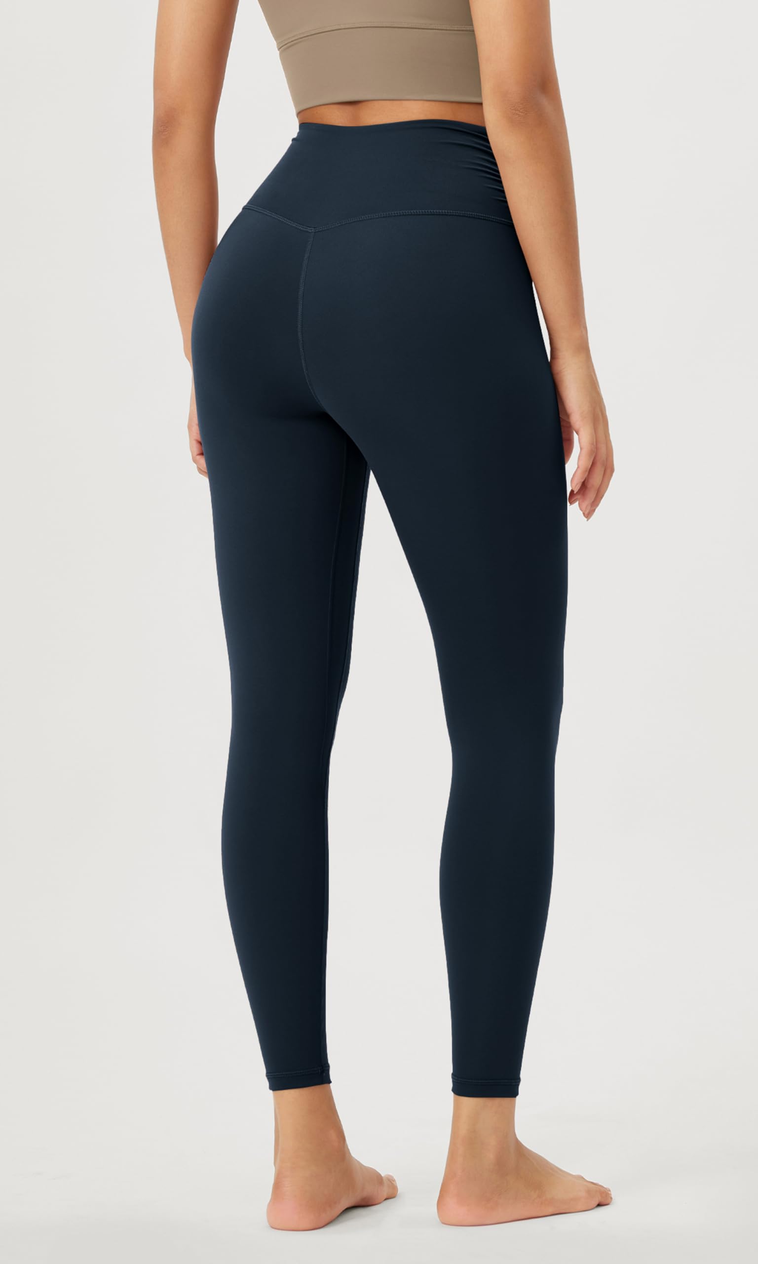 ODODOS Women's Cross Waist 7/8 Yoga Leggings with Inner Pocket, Inseam 25" Gathered Crossover Workout Yoga Pants, Deep Navy, Large - zenfulharmony.com