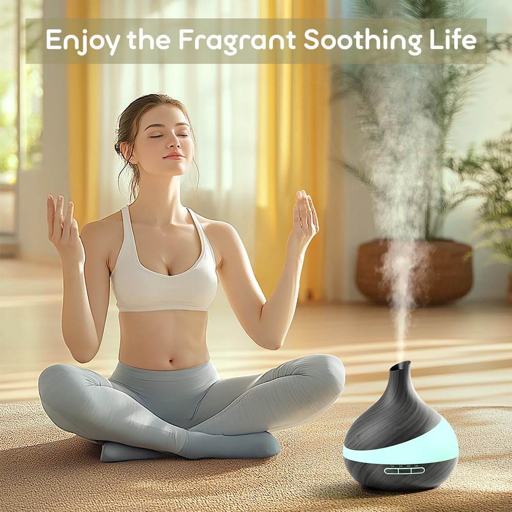 500 ML Essential Oil Diffuser, Upgrade Aroma Diffuser for Large Room, Aromatherapy Diffuser Humidifier with Remote Control 14 Color Lights 4 Timer Setting Auto Shut-Off - zenfulharmony.com
