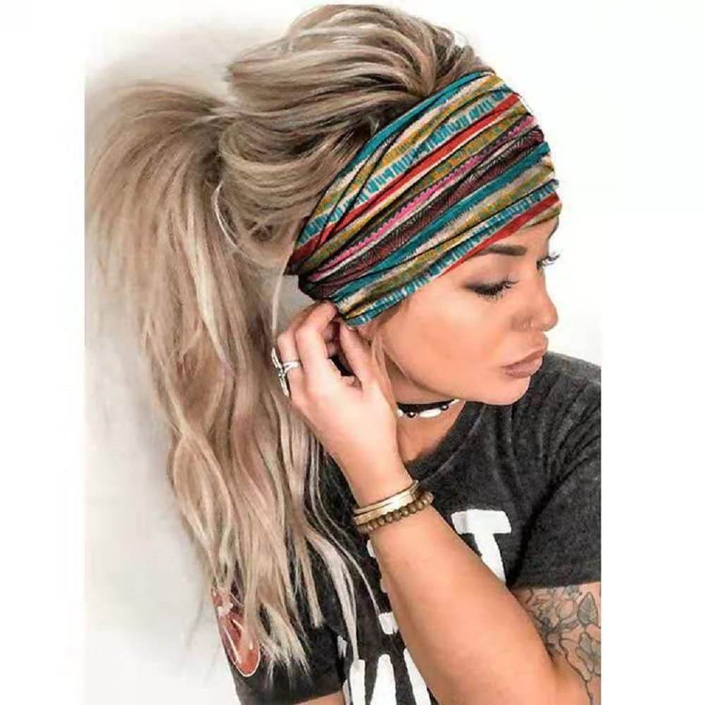 K-Elewon 3 Pack Women Wide Elastic Head Wrap Headband Sports yoga Hair Band Headwear(3 Pack(A26)) - zenfulharmony.com
