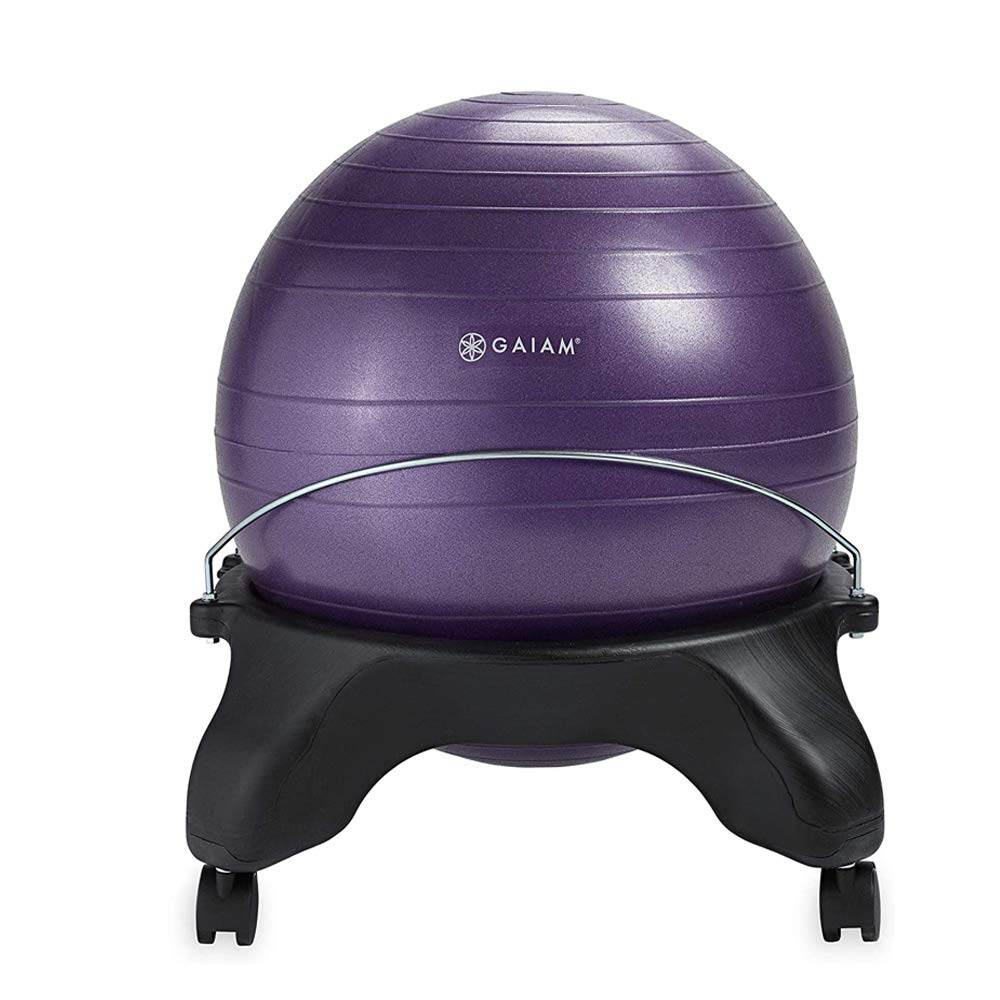 Gaiam Classic Backless Balance Ball Chair – Exercise Stability Yoga Ball Premium Ergonomic Chair for Home and Office Desk with Air Pump, Exercise Guide and Satisfaction Guarantee, Purple - zenfulharmony.com