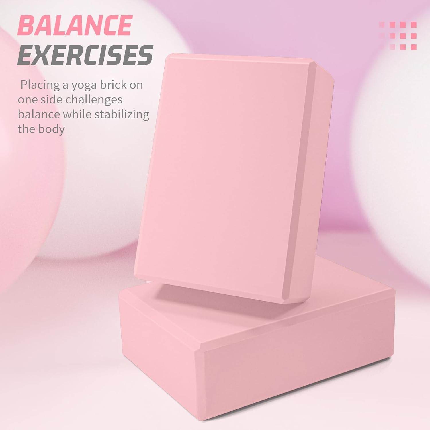 Biguphate Yoga Blocks 2 Pack, EVA Foam Yoga Block Supportive Latex-Free, Non-Slip Exercise Blocks, Yoga Accessories for Pilates, Meditation, Balance, Stretching and Deep Poses - zenfulharmony.com