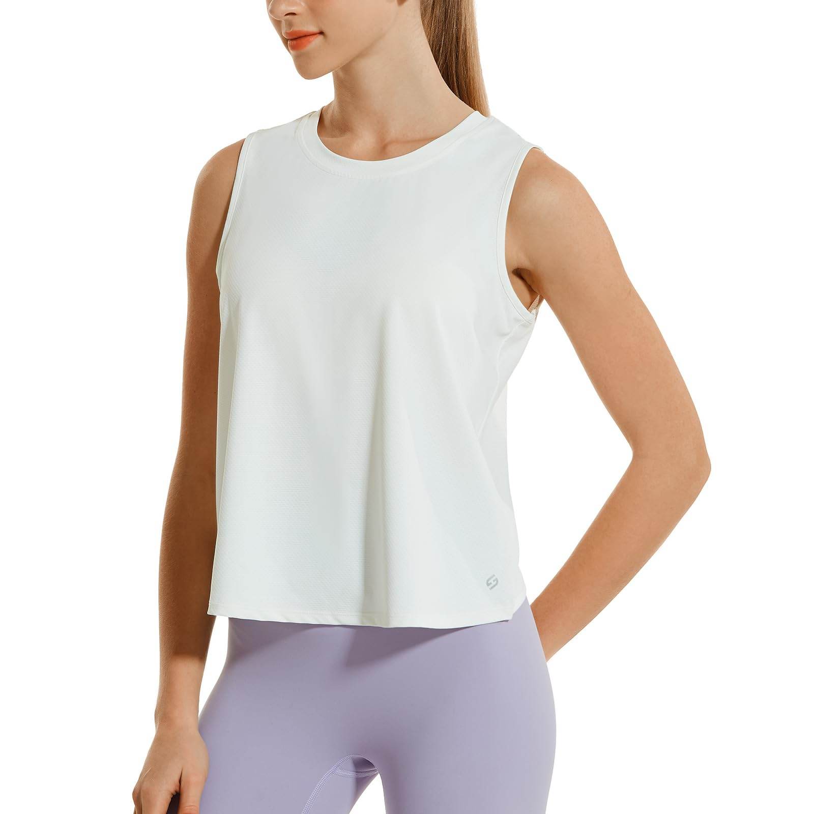 HODOSPORTS Womens Workout Tops Open Back Tank Tops Sleeveless Athletic Yoga Shirts Loose Fit in White Medium - zenfulharmony.com
