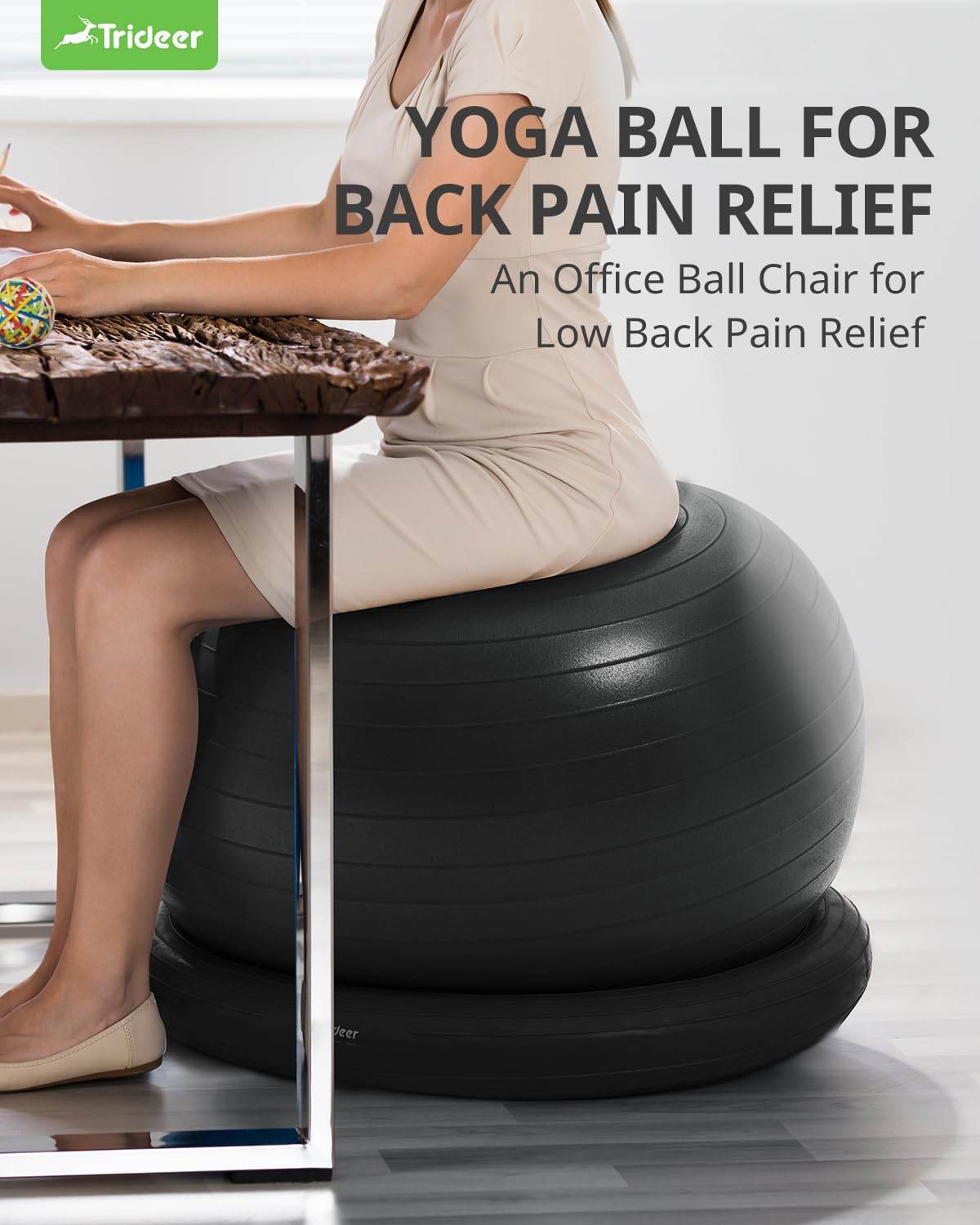 Trideer Ball Chair Yoga Ball Chair Exercise Ball Chair with Base for Home Office Desk, Stability Ball & Fitness Ball Seat to Relieve Back Pain, Home Gym Workout Ball for Abs, Pregnancy Ball with Pump - zenfulharmony.com