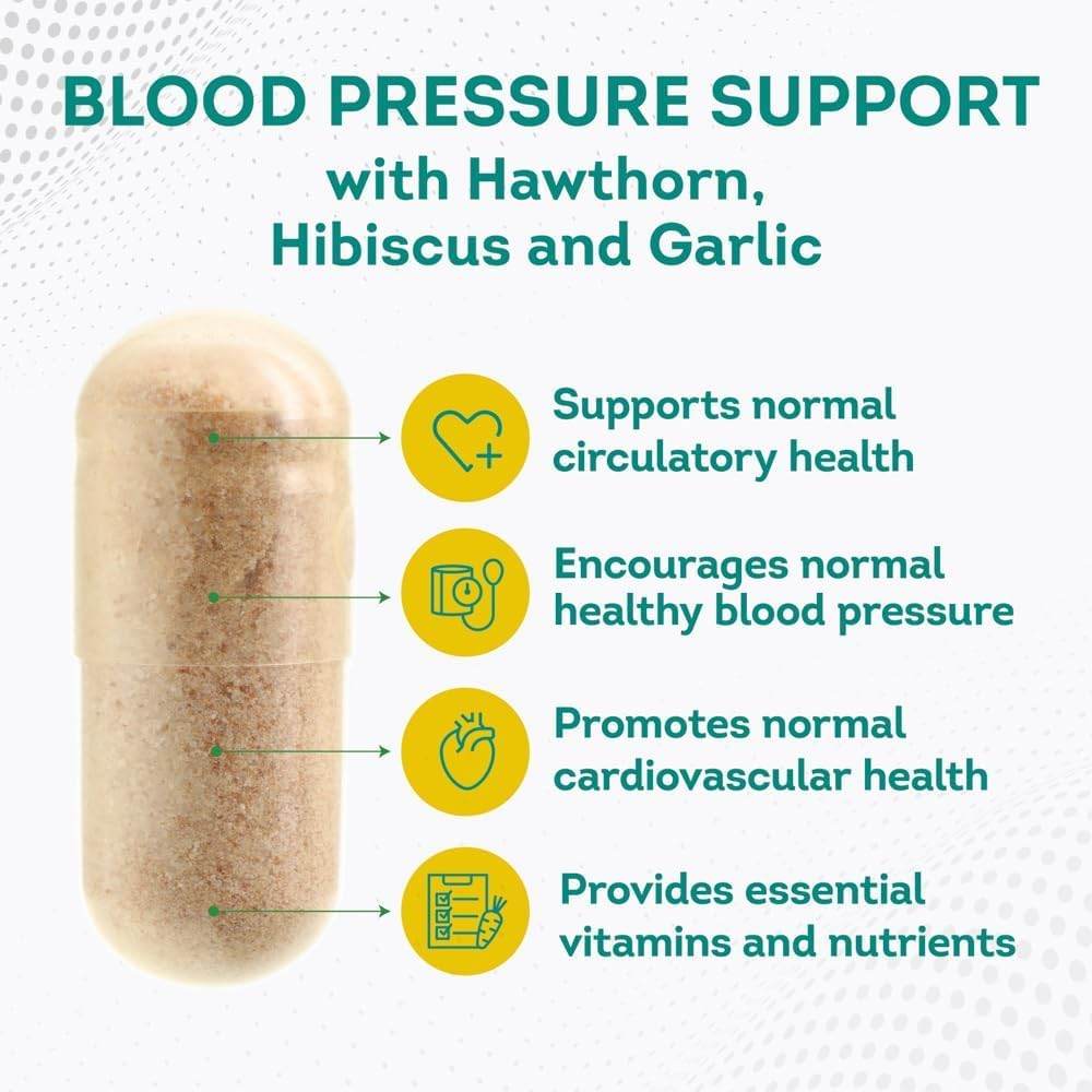 PurePremium Supplements Blood Pressure Supplements with Hawthorn Berry, Hibiscus - Nitric Oxide for Normal Blood Pressure Support w/Vitamin B12 - Garlic Supplements for Normal Nitric Oxide - 90 Caps - zenfulharmony.com