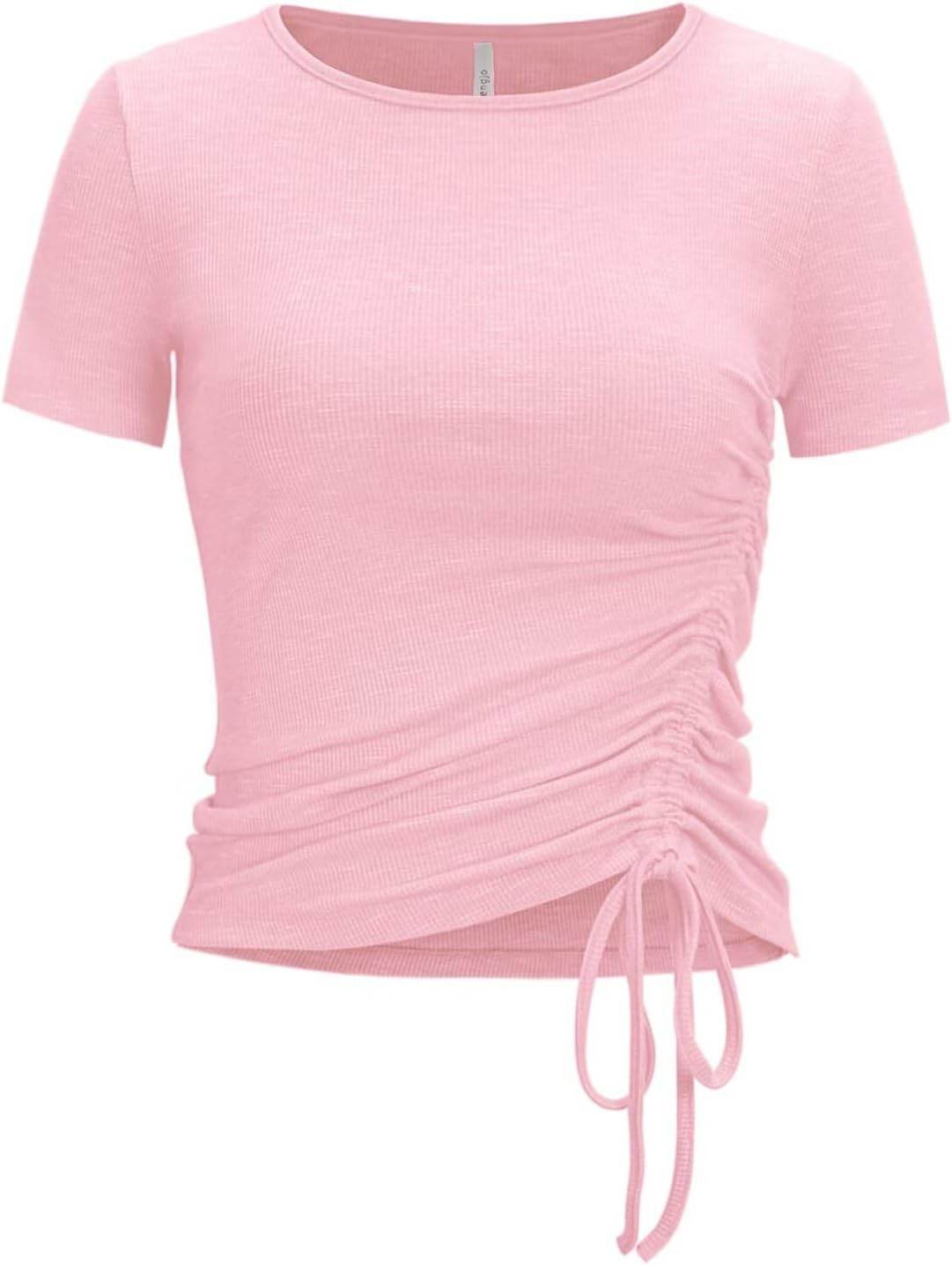 Womens Long/Short Sleeve Workout Tops Ruched Side Yoga Atheltic Shirt Slim Fitted - zenfulharmony.com