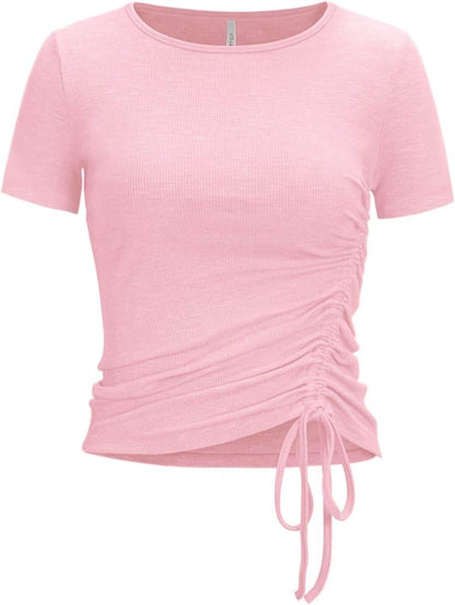 Womens Long/Short Sleeve Workout Tops Ruched Side Yoga Atheltic Shirt Slim Fitted - zenfulharmony.com
