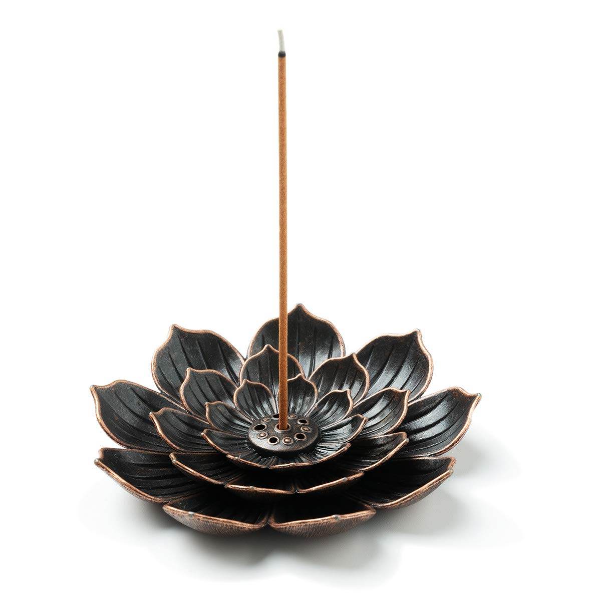GARMOLY Incense Burner, Incense Holder for Sticks, Brass Lotus Incense Stick Holder and Detachable Ash Catcher - zenfulharmony.com