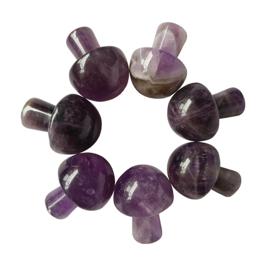 Bacatgem 7 Pcs Amethyst Mini Hand Carved Gemstone Mushrooms Crafts Chakra Decor Statue,Mushroom Crafts for Healing Chakra Reiki Balancing Home Decoration - zenfulharmony.com