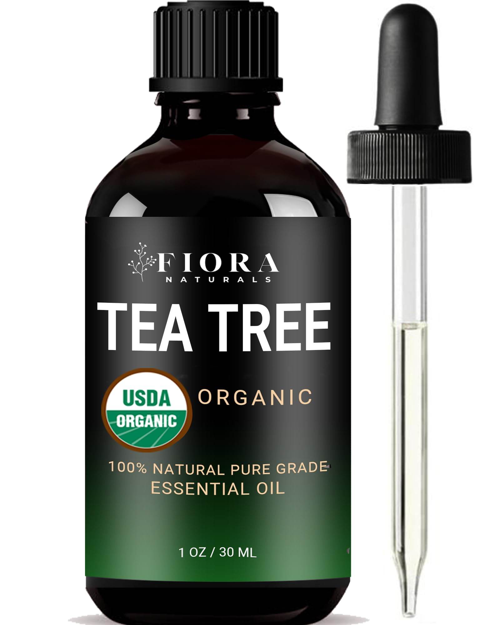 Tea Tree Essential Oil by Fiora Naturals- 100% Pure Organic Oil, for Face, Hair, Skin, Acne, Scalp, Foot and Toenails. Melaleuca Alternifolia, 1 oz /30ml - zenfulharmony.com